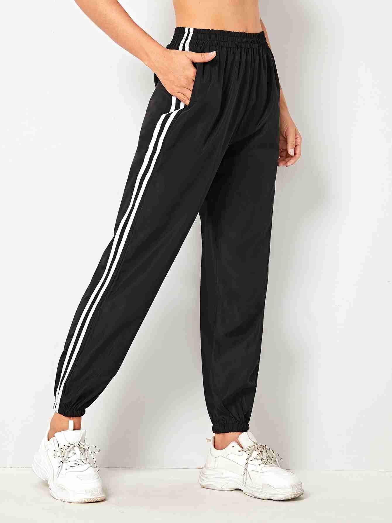 White Tape Jogger Pant Trouser _ Black