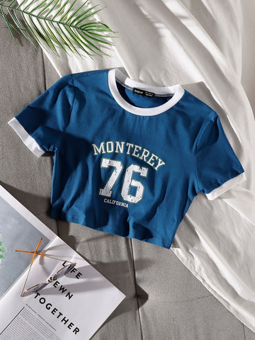 76Bee Crop Tee_ Teal Blue