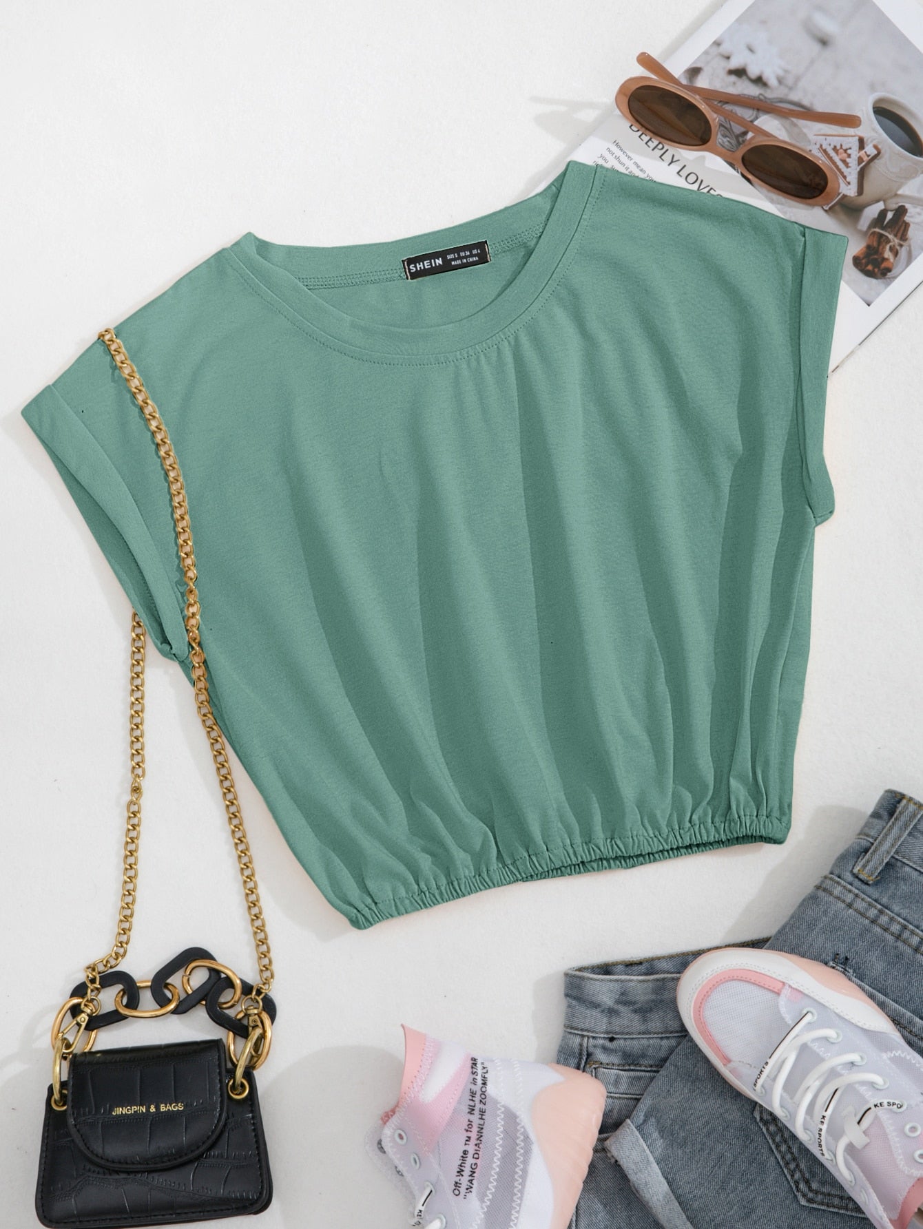 Baggy Crop Tee_ Mint Green