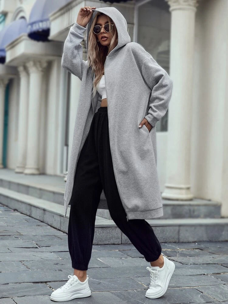 Basic Color Long Hoddie _ Grey