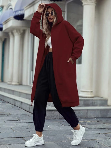 Basic Color Long Hoddie _ Maroon