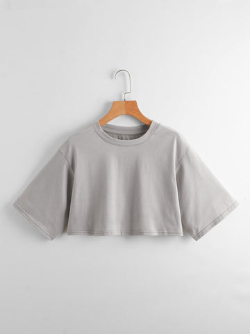 Basic Crop Tee_ Grey