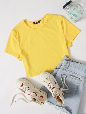 Basic Crop Tee_ Yellow