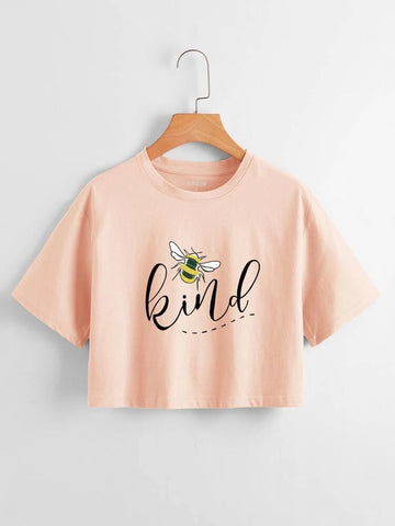 Be Kind Crop Tee _ Peach