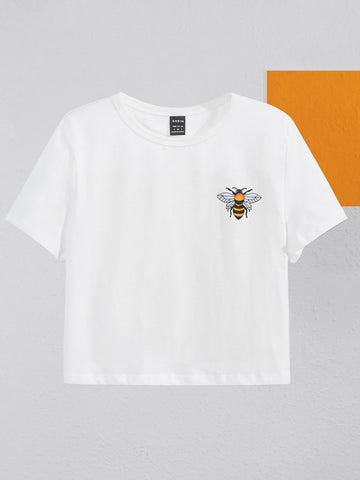 Bee Crop Tee_ White