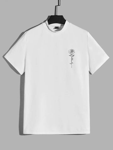 Black Flower Tee Men_ White