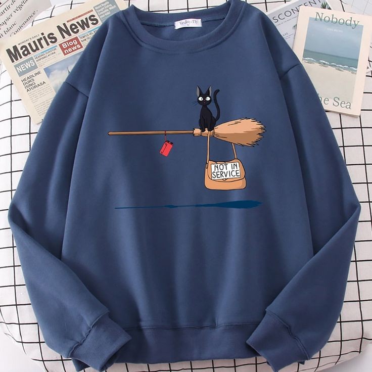 Broom Cat Sweatshirt_Blue