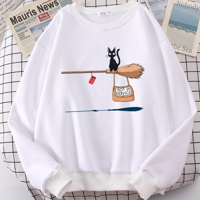 Broom Cat Sweatshirt_White