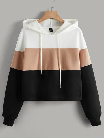 Colour Block Hoddie _ Black Skin White