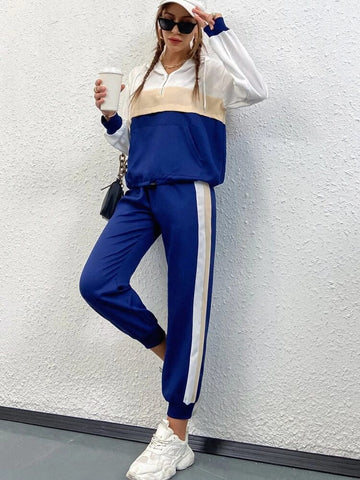 Colour Block Tracksuit-Royal Blue