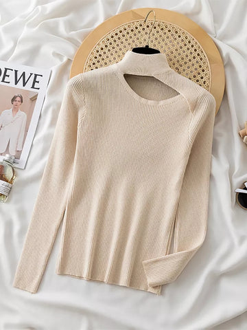 Cut Neck Turtle Neck_ Off White