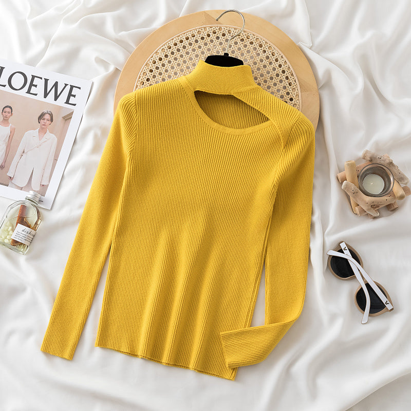 Cut Neck Turtle Neck_ Yellow