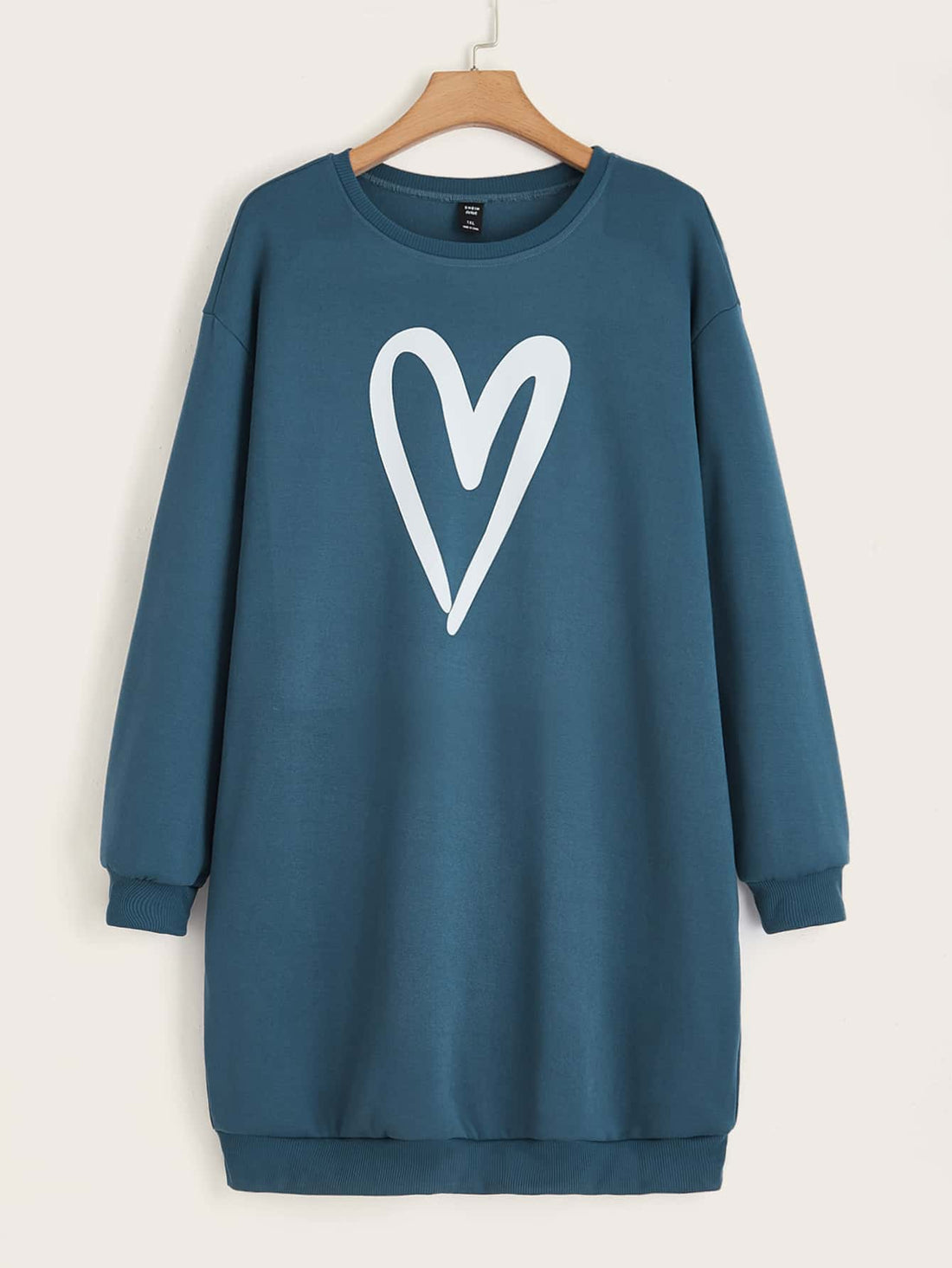 Heart Print Hoddie _ Teal Blue