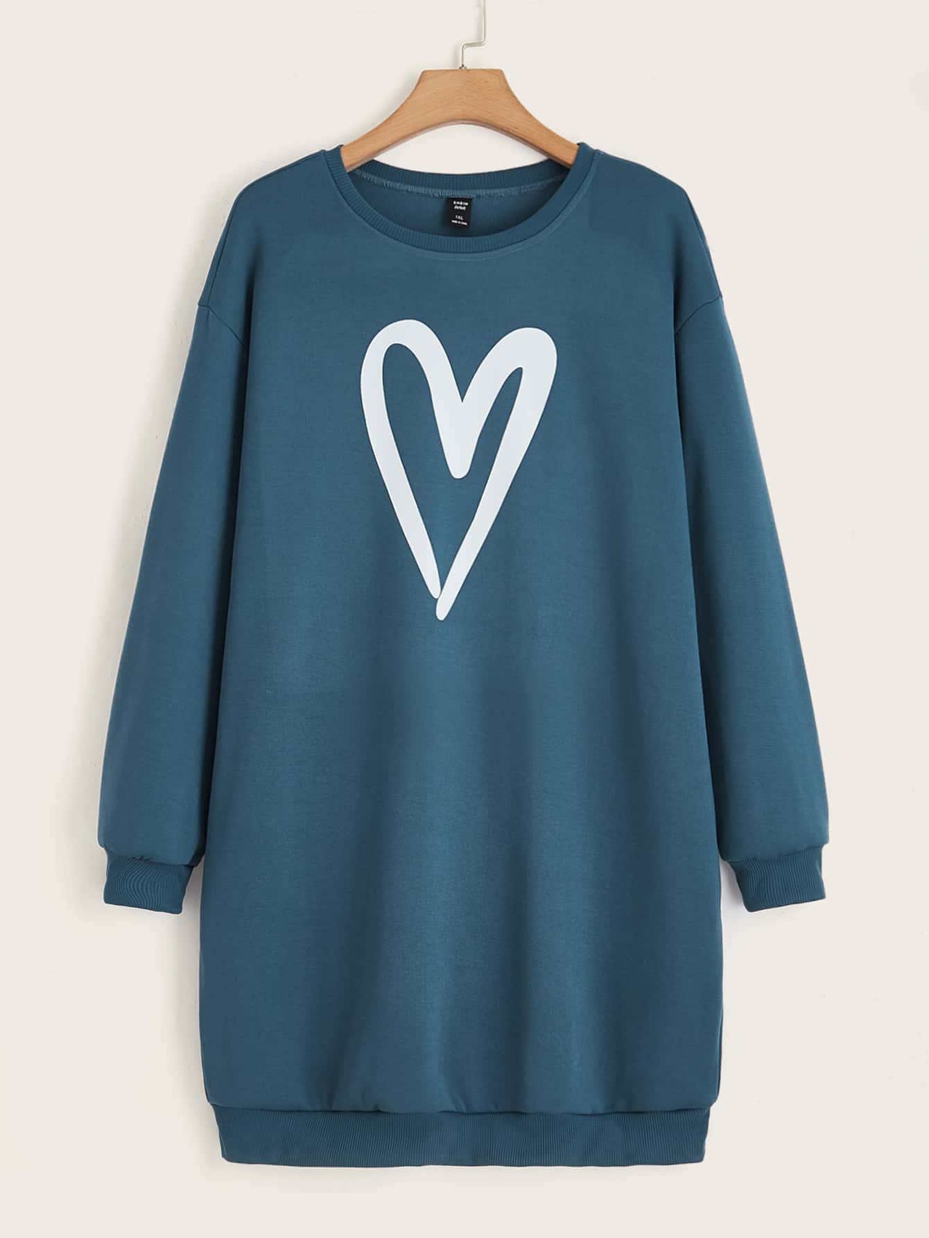 Heart Print Hoddie _ Teal Blue
