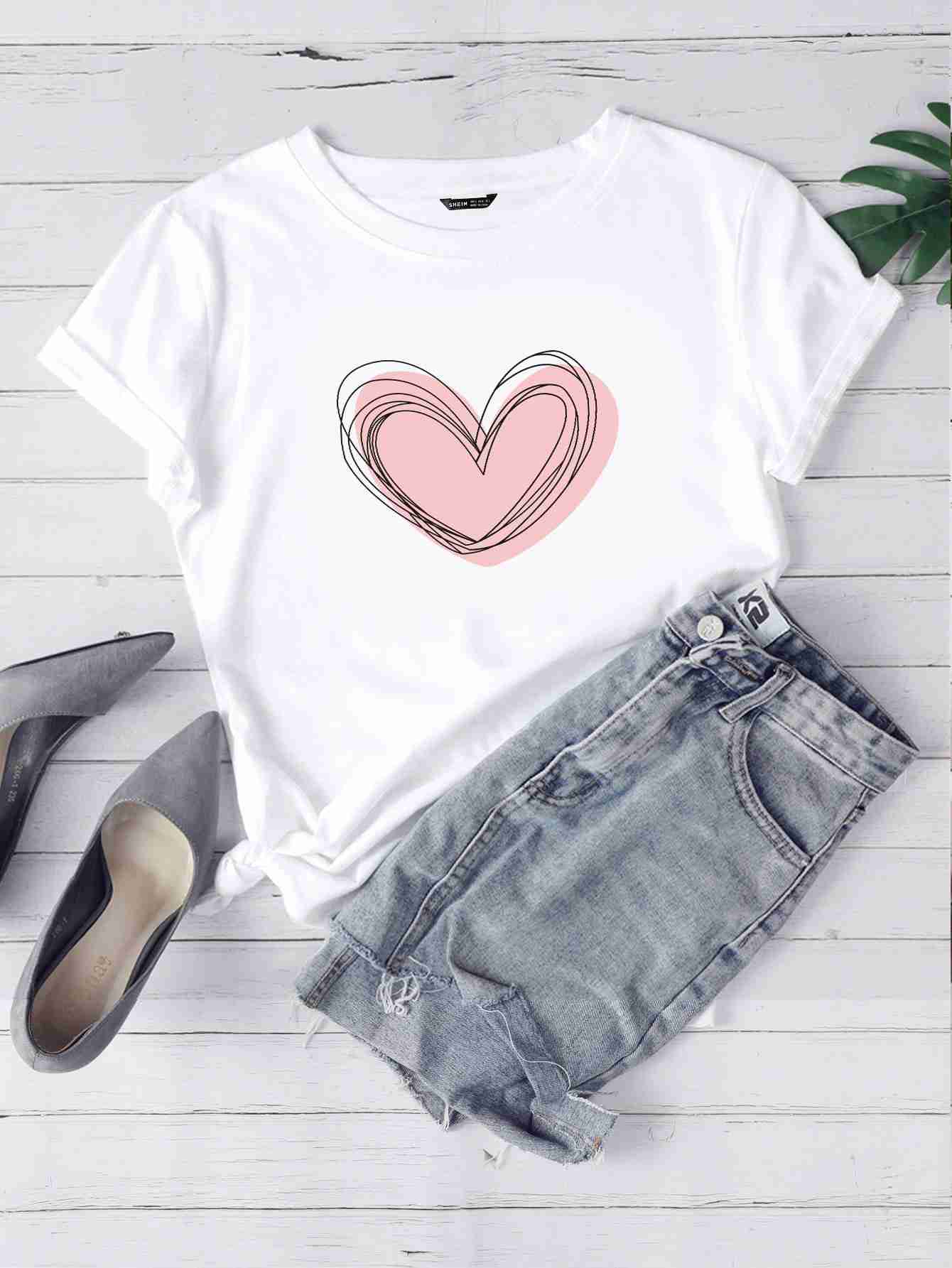 Heart White Tees