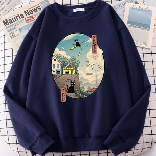Illustrated Sweatshirt _ Navy Blue