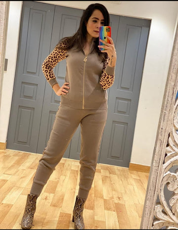 Leopard Zip Up Tracksuit