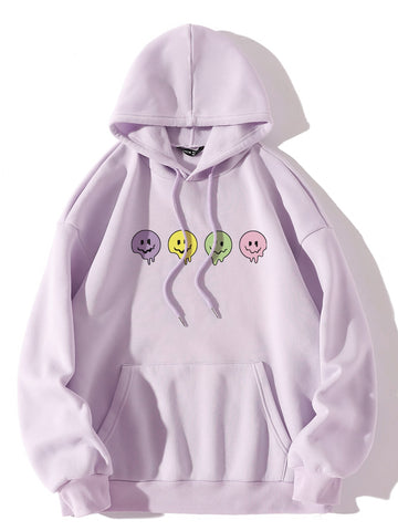 Multi Smiley Hoddie _ Lilac