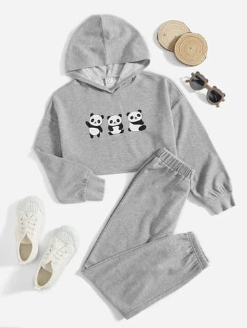 Panda Graphic Tracksuit -Grey