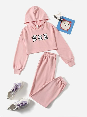 Panda Graphic Tracksuit -Pink