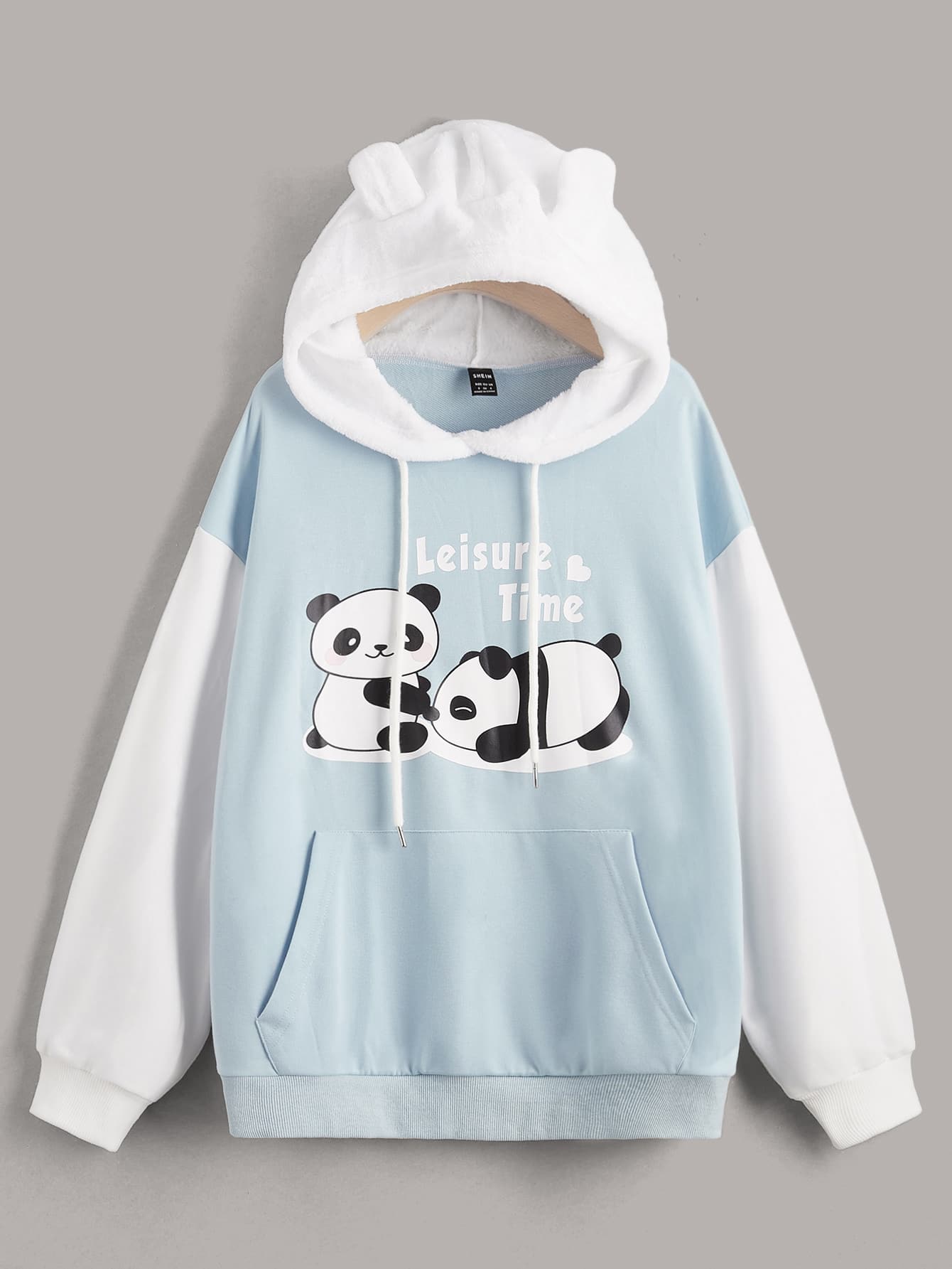 Panda Hoddie _ Sky Blue White