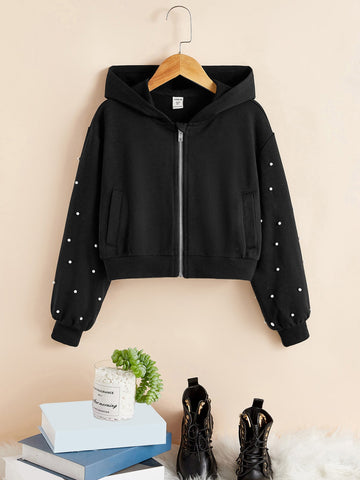 Pearls Sleeves Hoddie _ Black