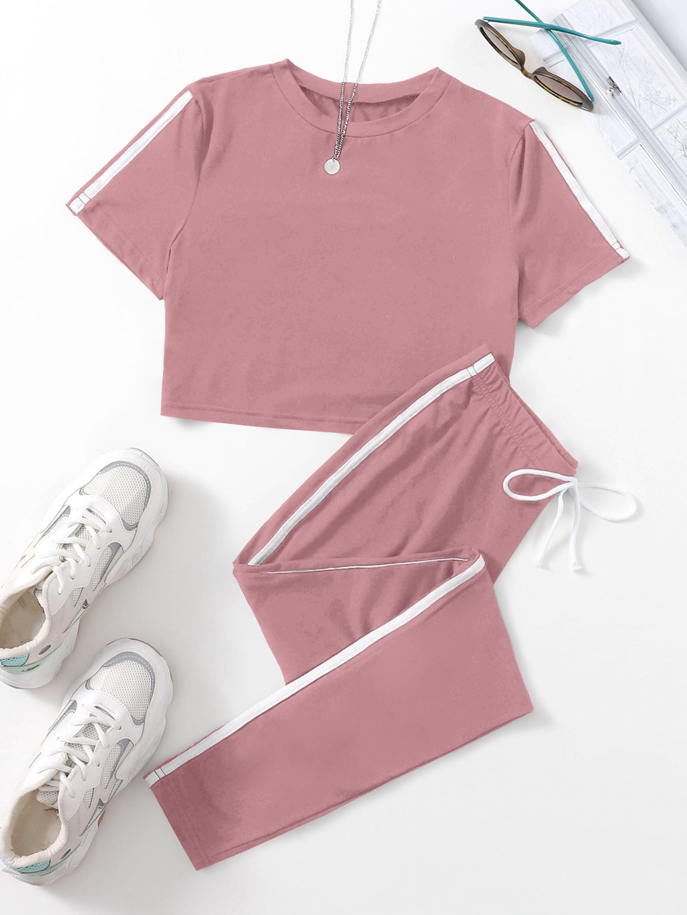 Pink With White Tape Tracksuit