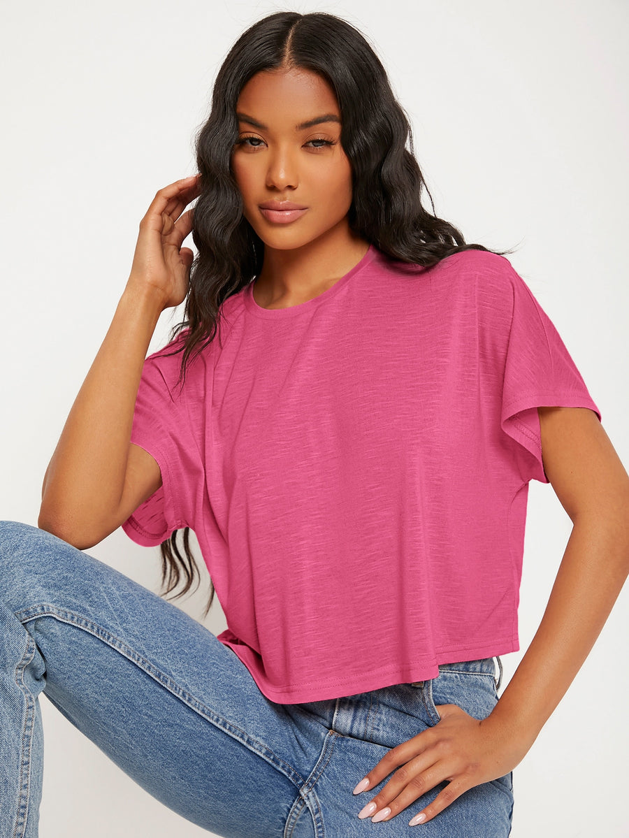 Plain Crop Tee_ Pink