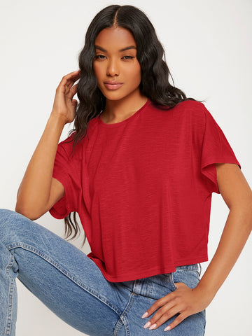 Plain Crop Tee_ Red
