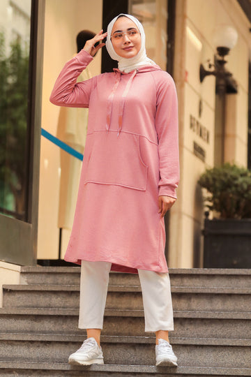 Plain Long Hoddie _ Pink