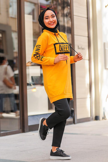 Queen High Neck Hoddie _ Mustard