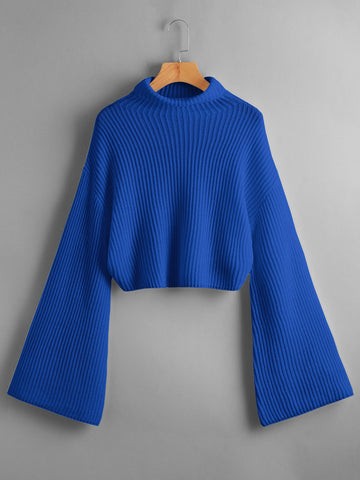 Ribbed Mockneck Top _ Blue