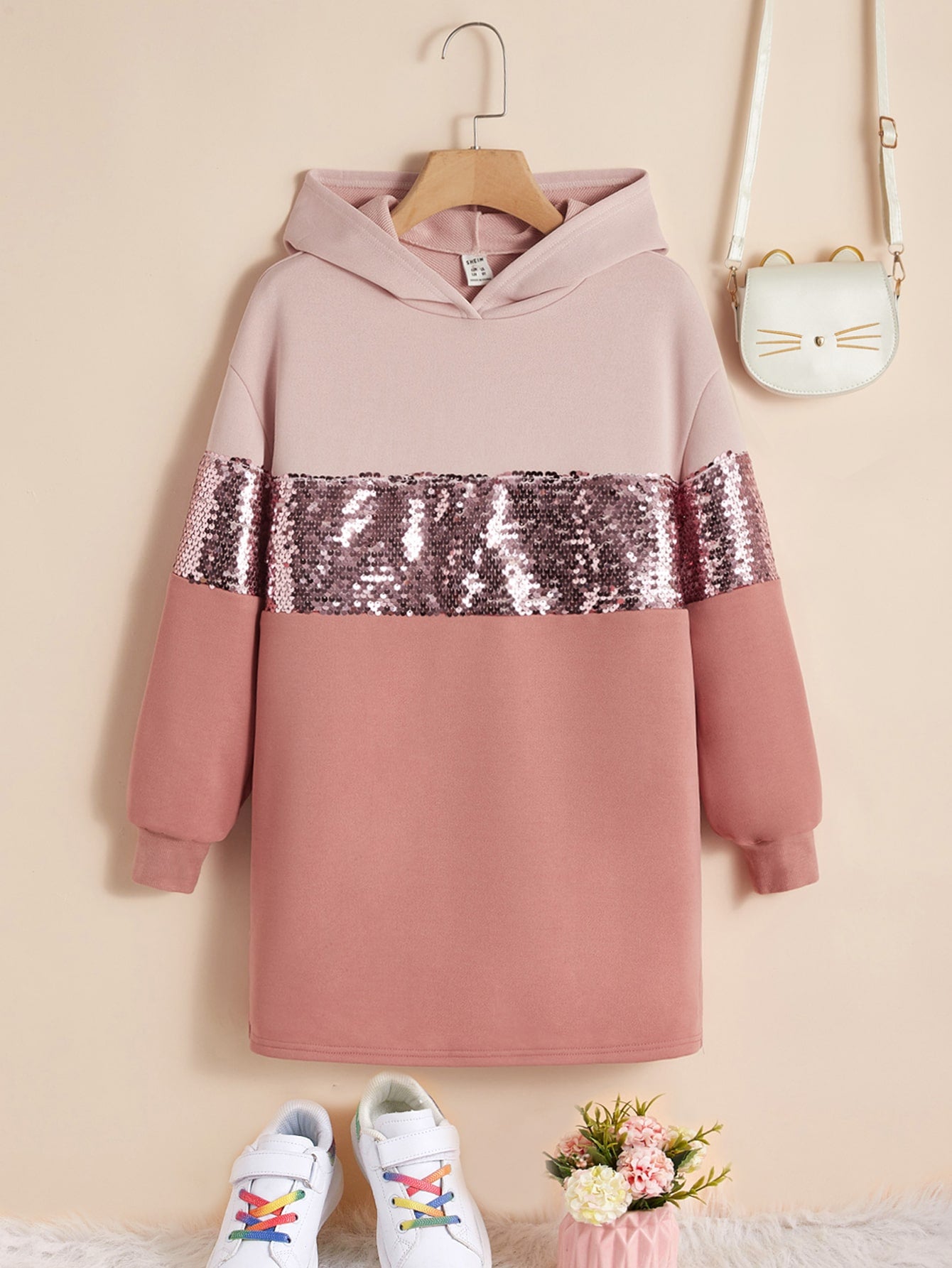 Sequence Pannel Hoddie _ Pink Peach
