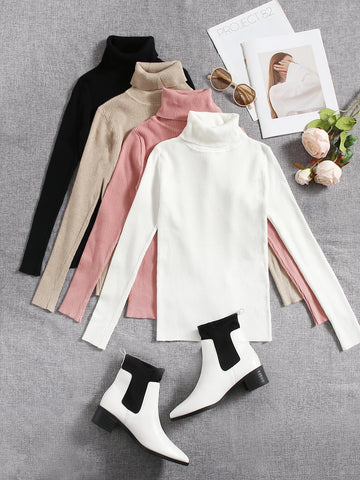 Set of turtle neck_Pink Black White Beige