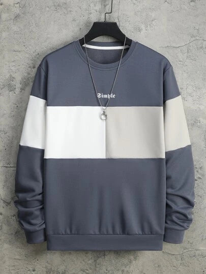 Simple Panel Sweatshirt_White Grey Blueish Grey