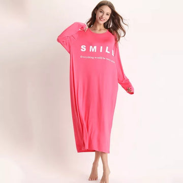 Smile Graphic Night Dress _ Hot Pink