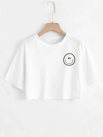 Smiley Crop Tee _ White