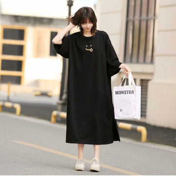 Smiley Graphic Night Dress _ Black