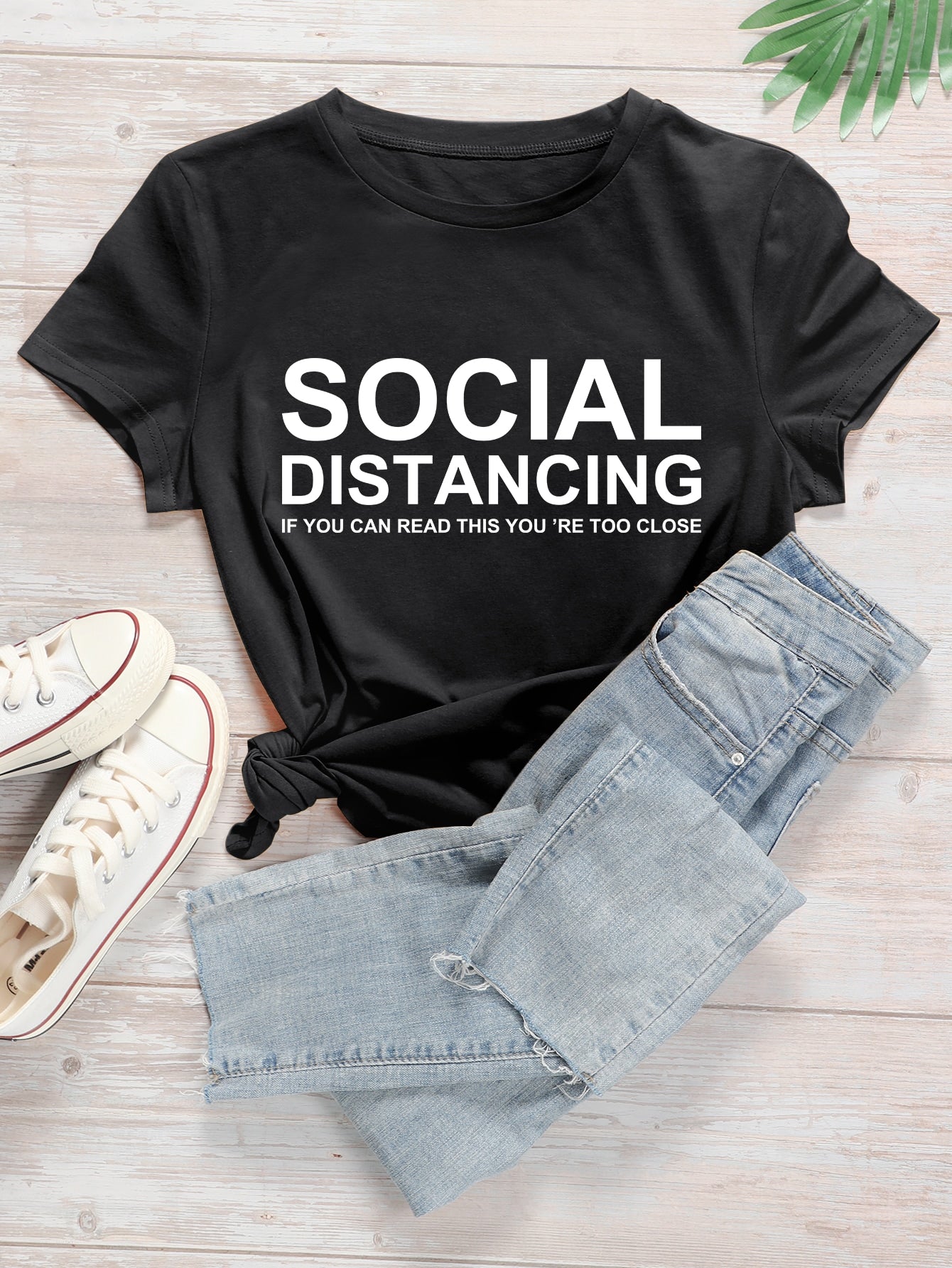 Social Distancing Black Tees