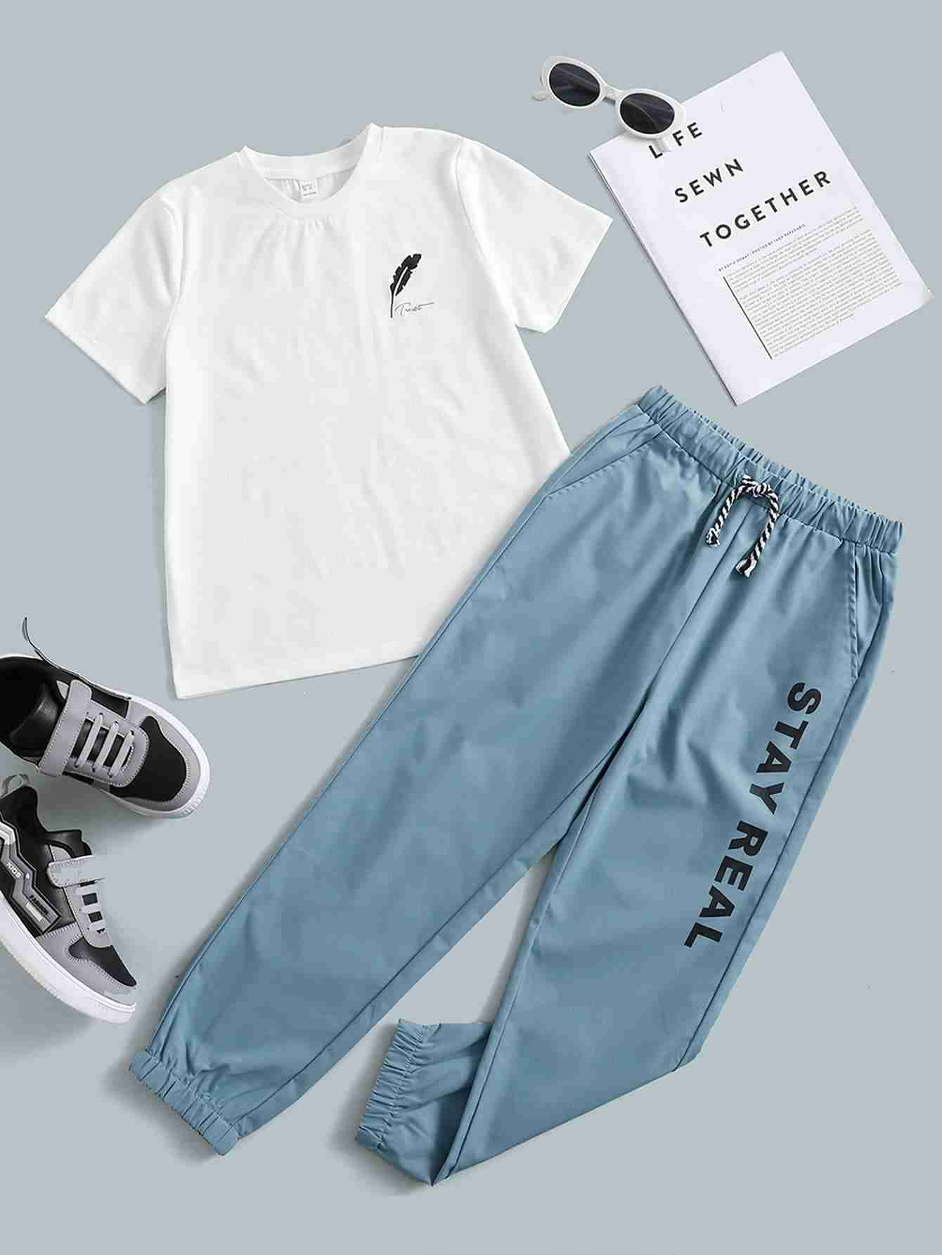 Stay Real Sky Blue And White Tracksuit