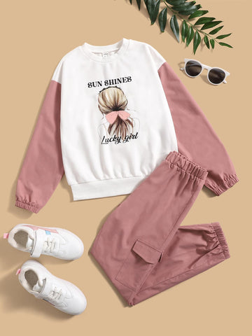 Sun Shine Lucky Girl Co-Ord -Pink