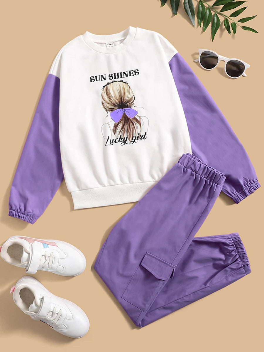 Sun Shine Lucky Girl Co-Ord -Purple