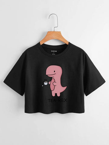 Tea_rex Crop Tee _ Black
