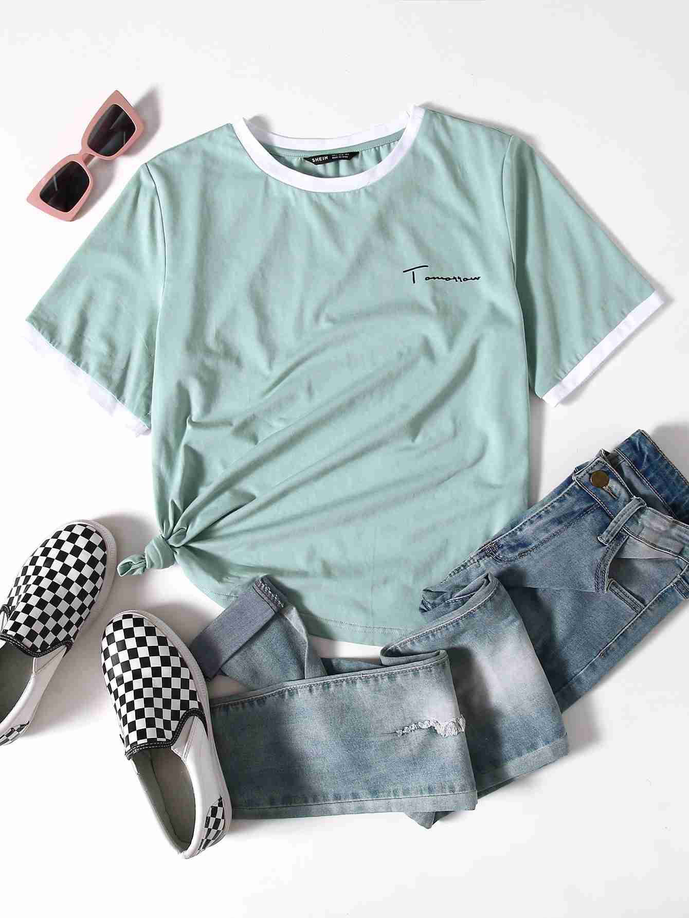 Tomorrow White And Pistachio Tees