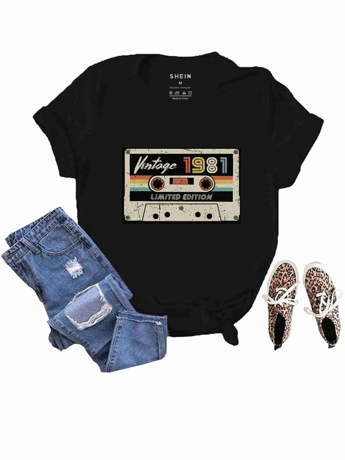Vintage 1981 Black Tees