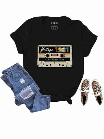 Vintage 1981 Black Tees