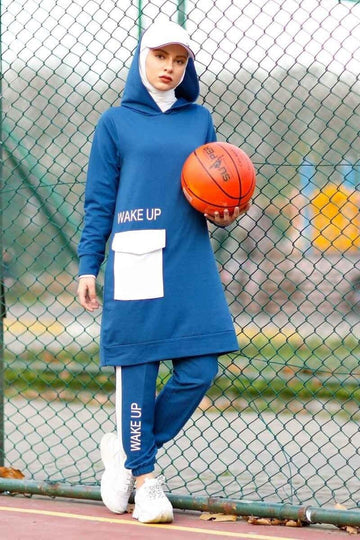 Wake Up Long Tracksuit – Blue