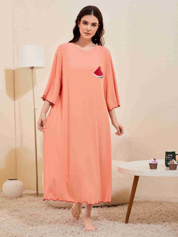 Watermelon Print Night Dress _ Peach