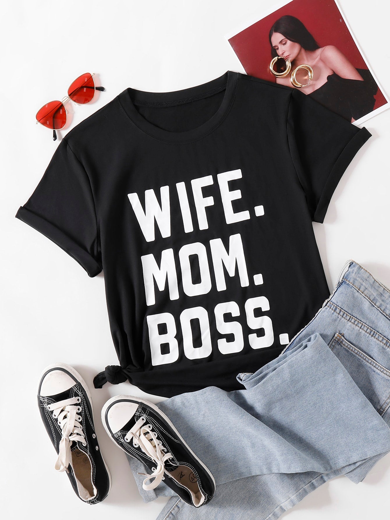 Wife Boss Mom Black Tees