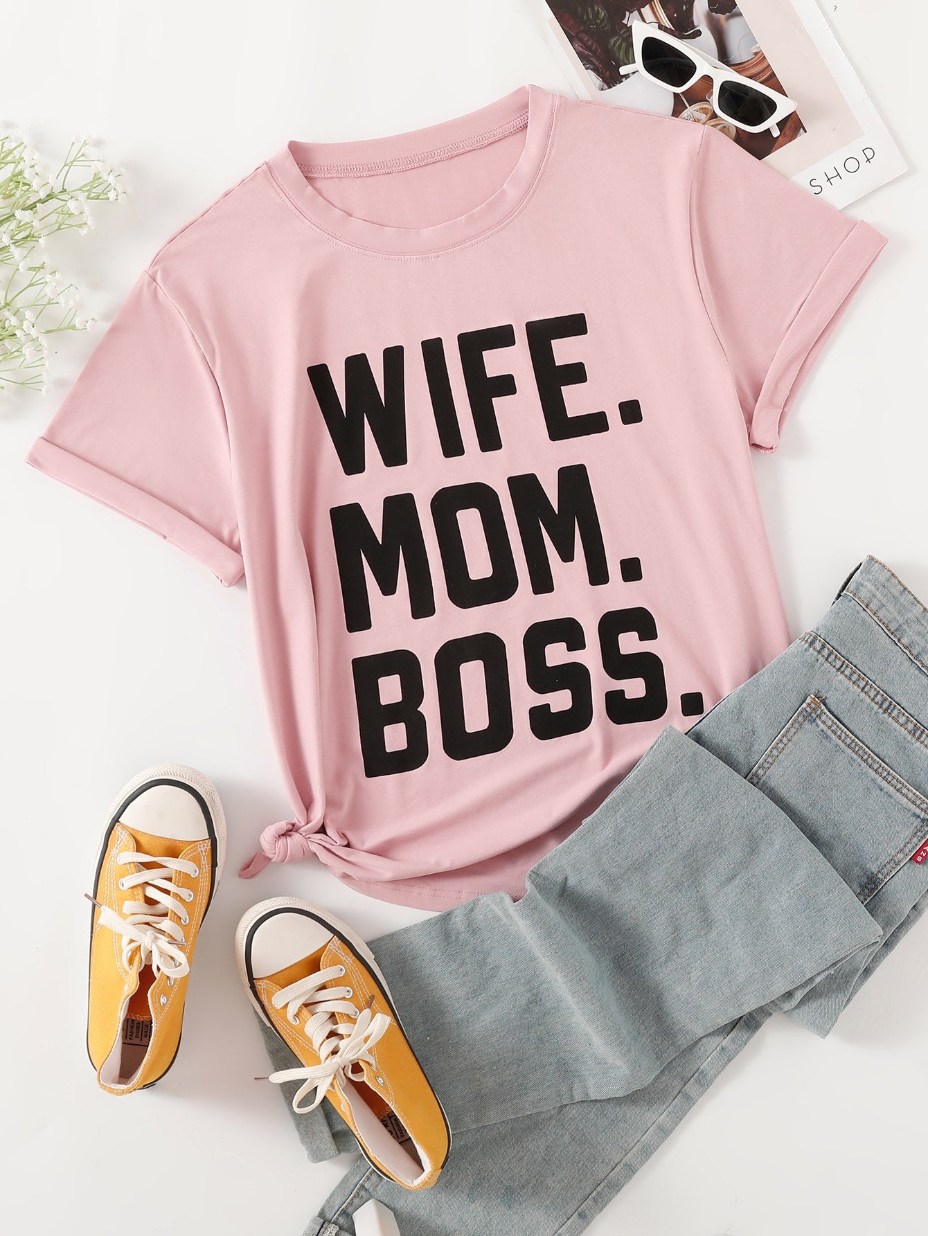Wife Boss Mom Pink Tees